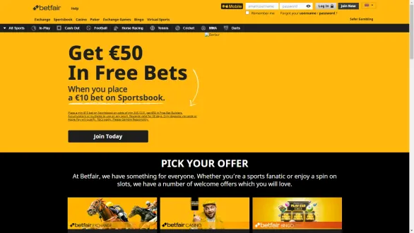 Betfair Casino homepage desktop
